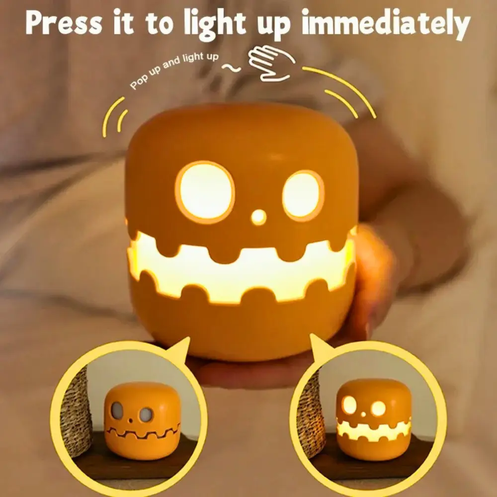 Pop-Up Skull Night Light – Touch Activated LED Bedside Lamp