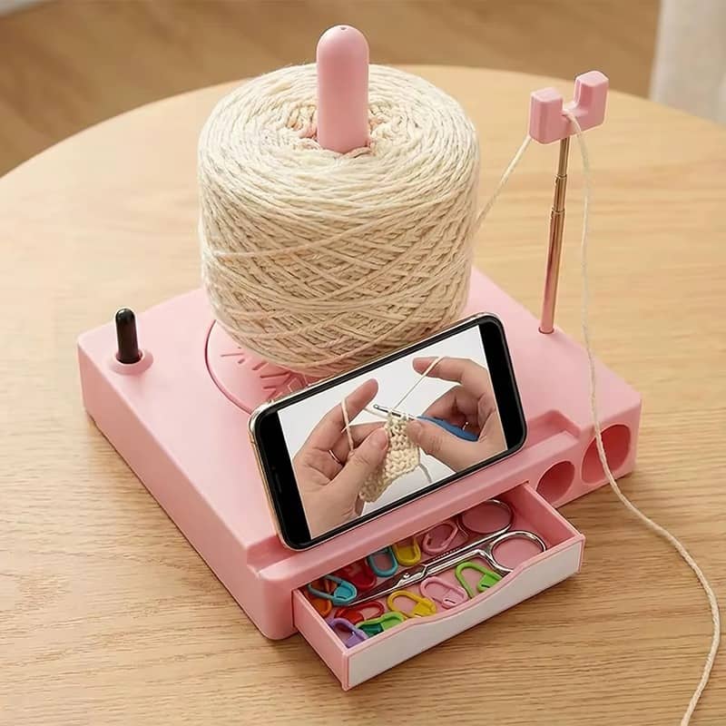 Portable Yarn Holder Spinner with Phone Stand