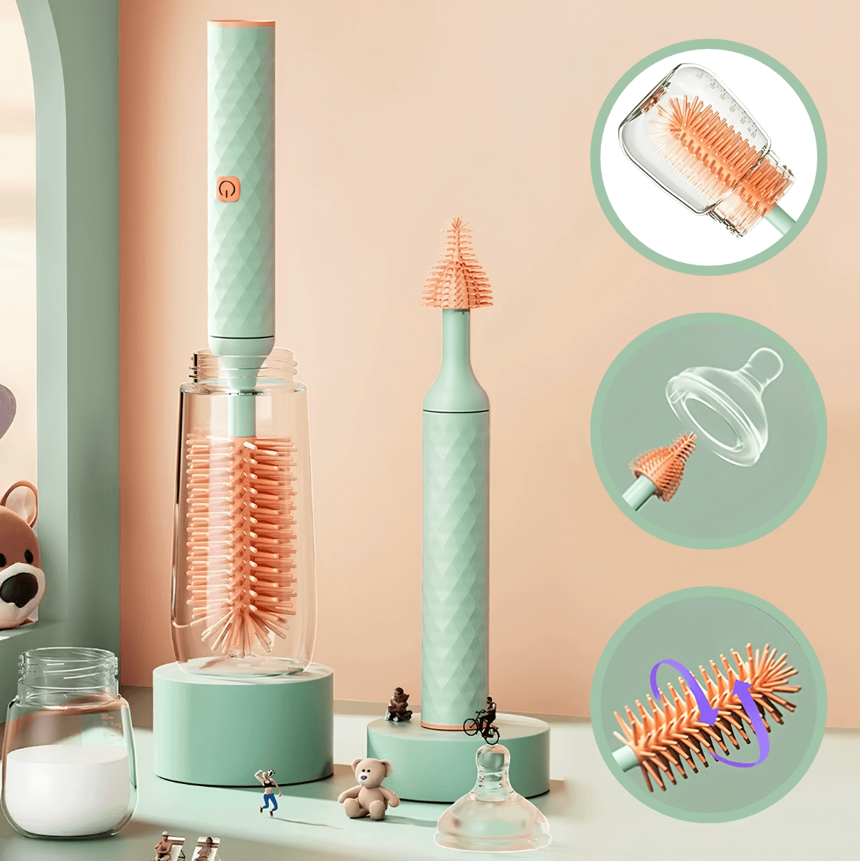 2-in-1 Baby Bottle & Nipple Cleaning Brush Set