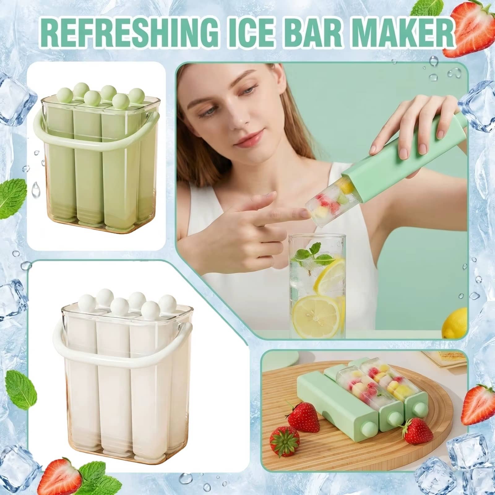 Reusable Ice Pop Mold & Ice Bar Maker