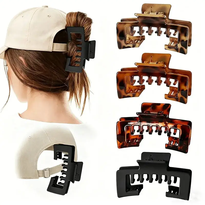 Cap-Friendly Hair Claw Clips for Ponytails & Buns